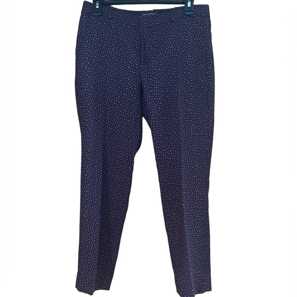 Banana Republic Navy & Red Patterned Avery Pants | Size 4